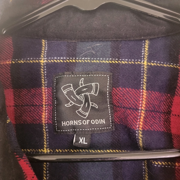 Horns of Odin red, green, blue, black, white and yellow button down jacket - Picture 2 of 8